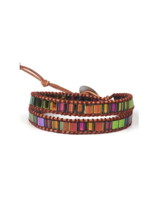 HB675-A Colorful Rectangle Stones Fashion Handmade Bracelet