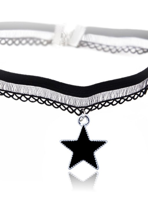 X211 Black Five Stars Stainless Steel With Fashion Rosary Necklaces