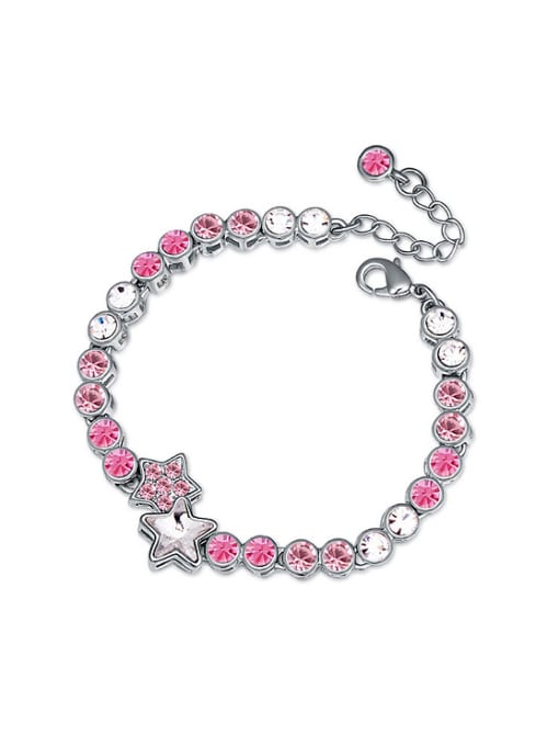 pink Fashion Little Stars Cubic austrian Crystals Alloy Bracelet