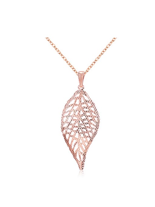 Rose Gold Personalized Hollow Leaf Women Necklace