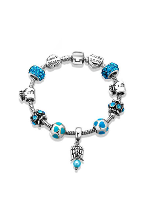 Ronaldo Elegant Blue Rhinestones Enamel Beaded Bracelet