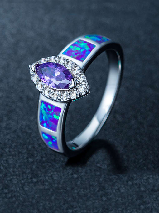 Purple Oval-shaped Multistone ring