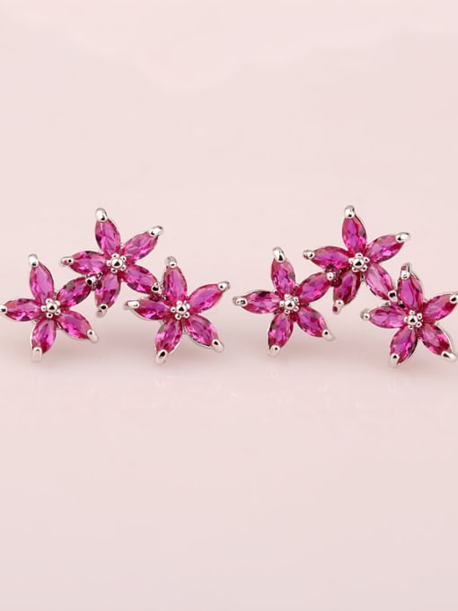 Qing Xing Lucky Flower Hypoallergenic  Really Platinum Plated Cluster earring 2