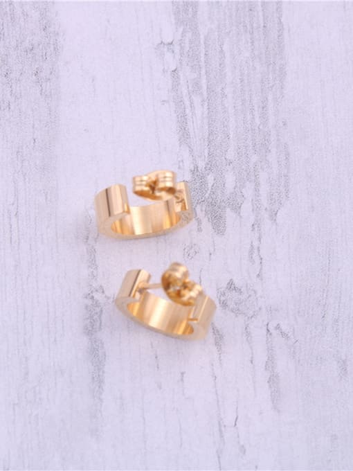 GROSE Titanium With Gold Plated Simplistic Round Stud Earrings 2