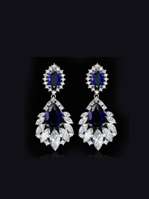 Blue Elegant Water Drop Shaped  Cluster earring