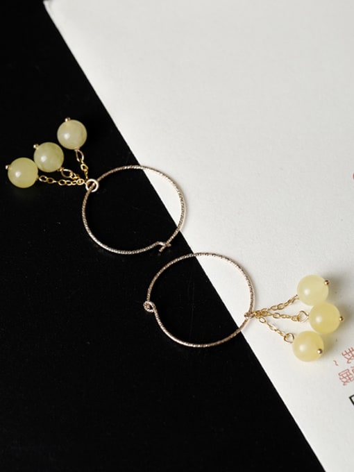 SILVER MI Fashion Natural Yellow stones 925 Silver Earrings 2