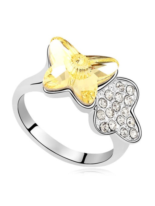 QIANZI Personalized Butterfly Cubic austrian Crystals Alloy Ring 2