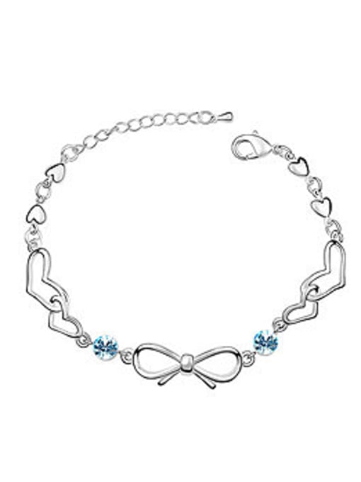 QIANZI Simple Cubic austrian Crystals Little Bowknot Heart Alloy Bracelet 3