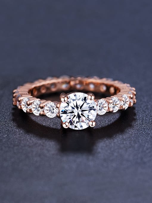 UNIENO Rose Gold Plated Cubic Zircon Ring 1