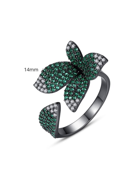 BLING SU Copper With Cubic Zirconia Delicate Flower  Free Size Rings 3