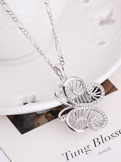 BESTIE Alloy White Gold Plated Fashion Rhinestones Butterfly Two Pieces Jewelry Set 1