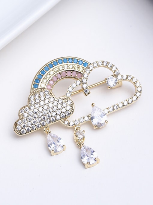 Wei Jia Personalized Rainbow Rainy Cubic Zirconias Copper Brooch 0