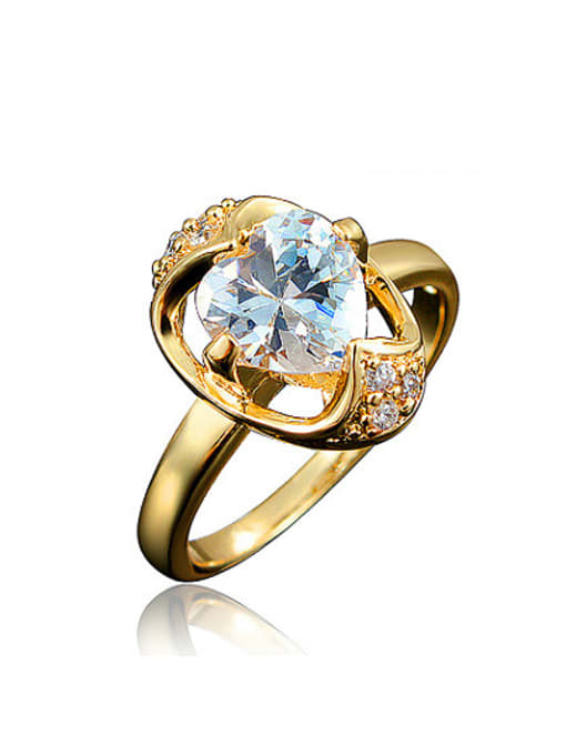 SANTIAGO Exquisite 18K Gold Plated Heart Shaped Zircon Ring 0
