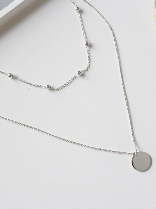 White Gold Pure Silver Choker round deck Necklace