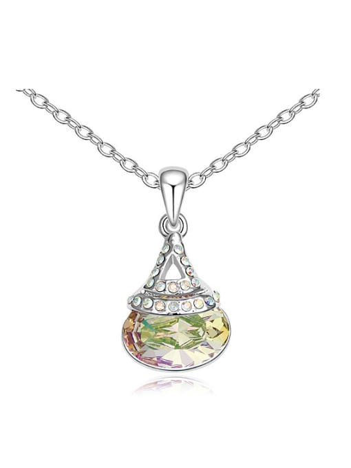QIANZI Simple Oval austrian Crystal-accented Pendant Alloy Necklace 1