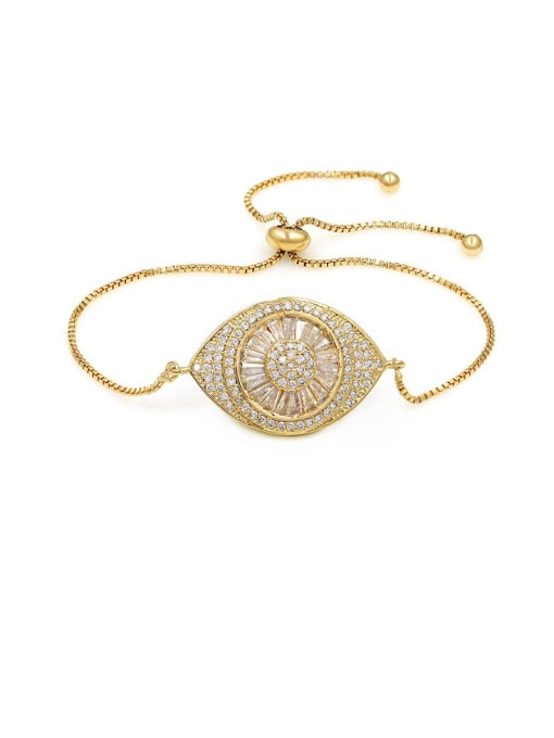 Champagne gold Copper With Cubic Zirconia  Personality Evil Eye adjustable Bracelets