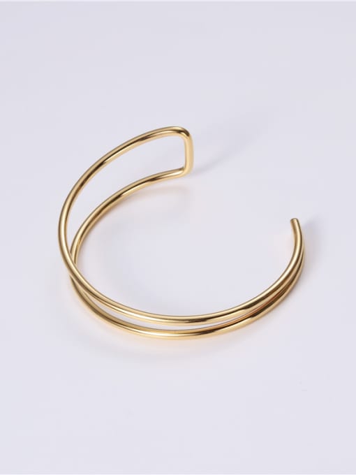 GROSE Titanium With Gold Plated Personality Geometric Free Size Bangles 1