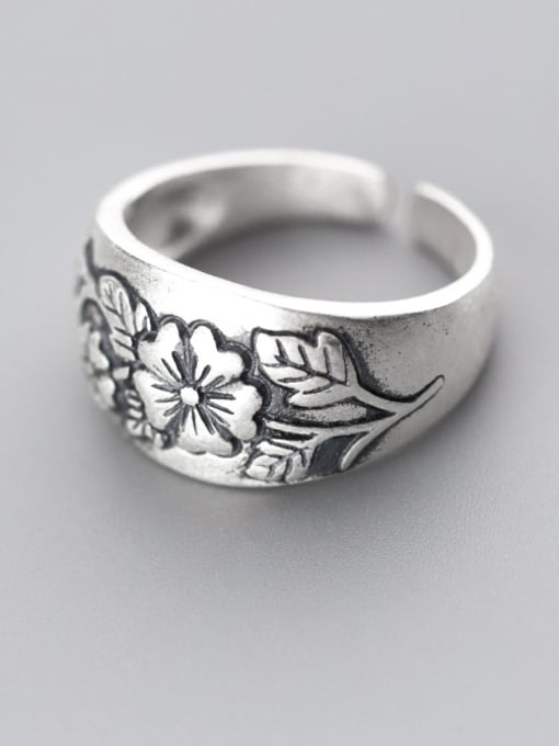Rosh Vintage Flower Shaped Thai Silver Open Design Ring 2