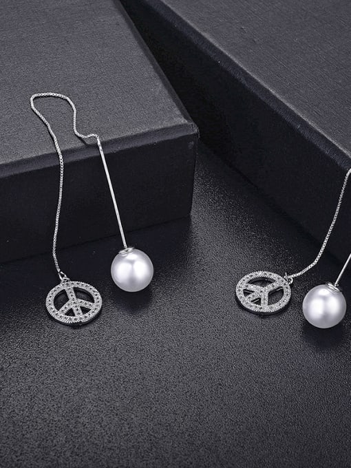 ALI Fashion simple circle aircraft zircon imitation pearl earrings 1