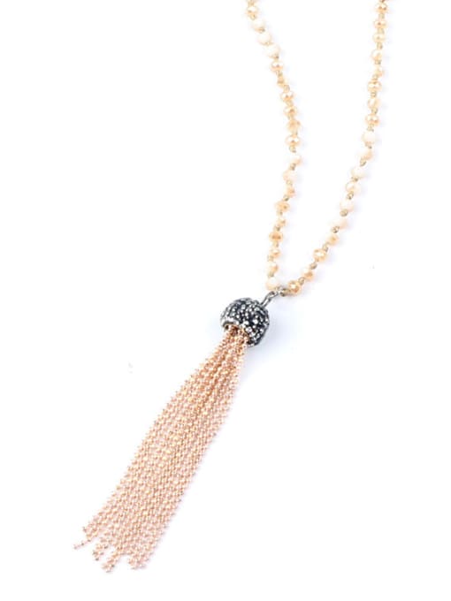 JHBZBVN1761-F Glass Beads Long Sweater Polyamide Tassel Necklace