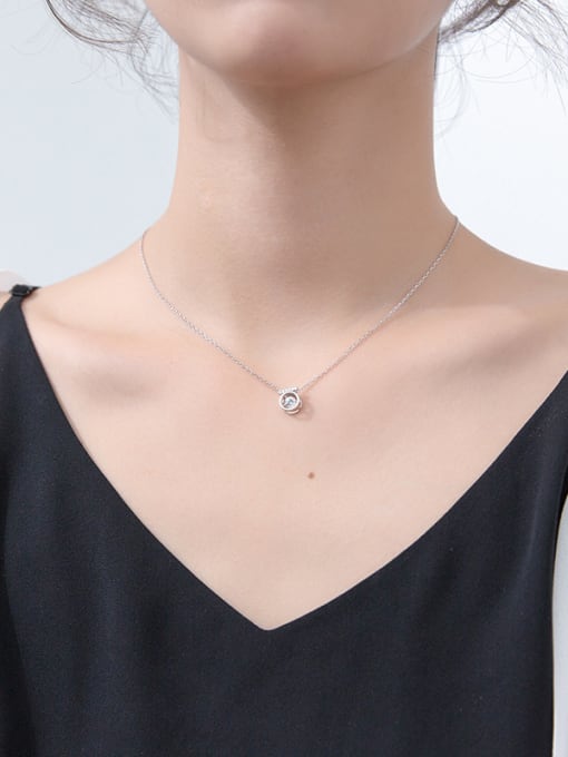 Rosh Sterling silver micro-inlaid zircon word round necklace 1