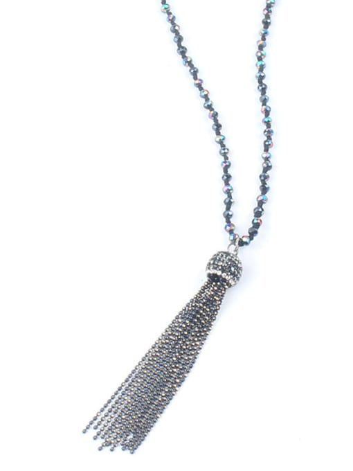 JHBZBVN1761-D Glass Beads Long Sweater Polyamide Tassel Necklace