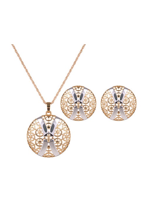 BESTIE Alloy Imitation-gold Plated Fashion Hollow Round Two Pieces Jewelry Set 0