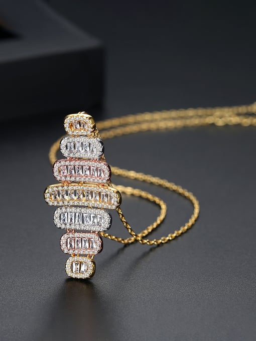 BLING SU Copper With 18k Gold Plated Delicate Geometric Necklaces