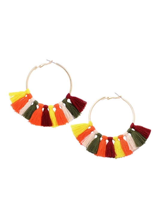 Colour Personality Women Fan-shape Tassel Drop Earrings a
