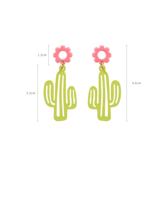 Girlhood Alloy With Platinum Plated Simplistic Cactus Flower Drop Earrings 3