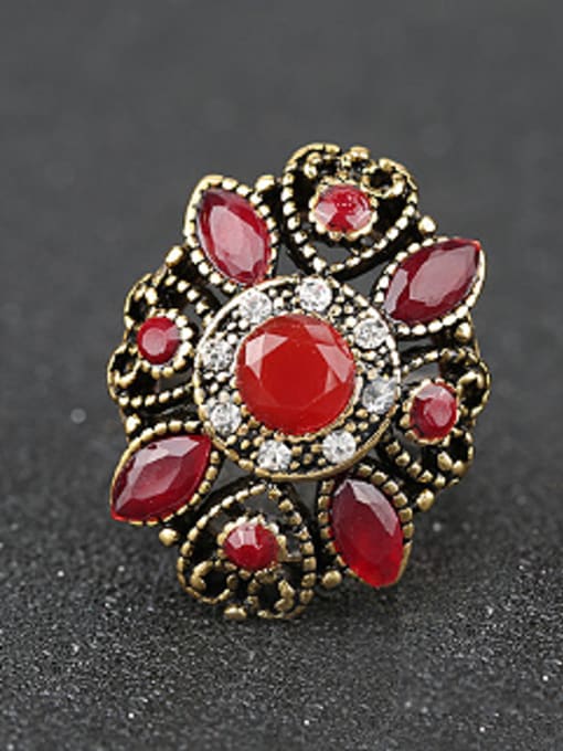 Gujin Retro Ethnic style Resin stones Double Color Plated Alloy Ring 2