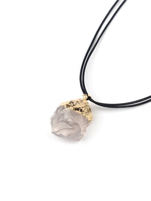 HN1853-A Irregular Natural Stone Pendant Double Rope Necklace