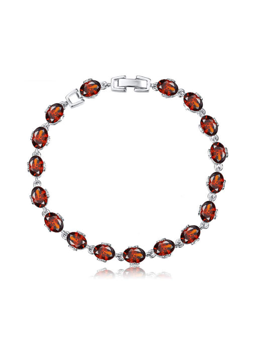 red 2018 Copper Alloy White Gold Plated Fashion Zircon Bracelet