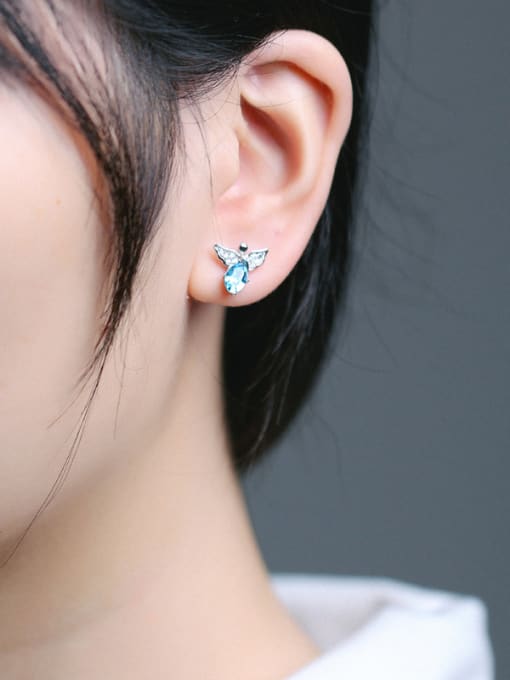 kwan Lovely Small Angel Crystal Stud Earrings 1
