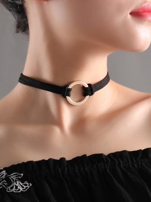 CONG Personality Round Shaped Artificial Leather Choker 1