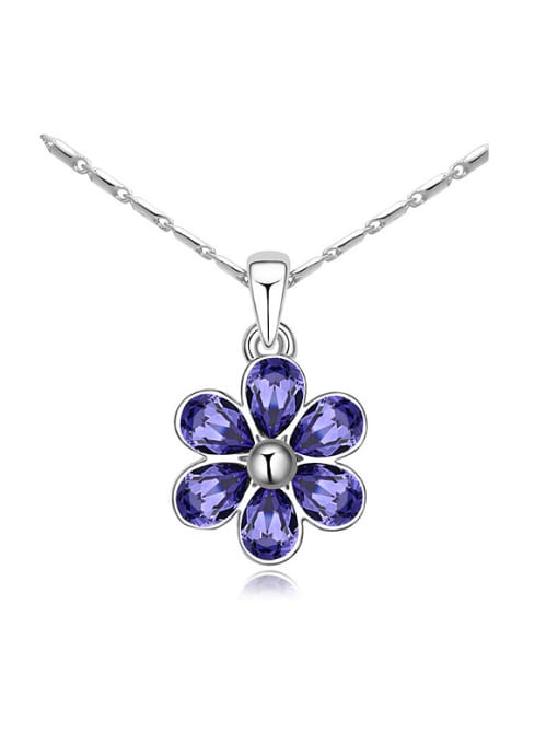 QIANZI Simple Water Drop austrian Crystals Flower Alloy Necklace