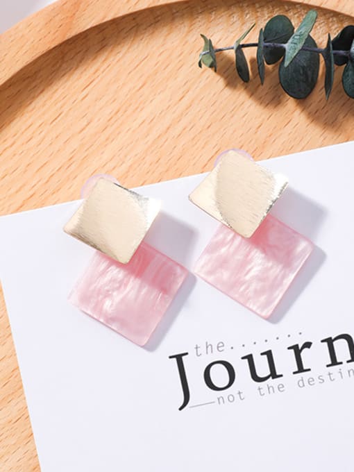 A3317 Pink Alloy With Gold Plated Trendy Geometric Acrylic Stud Earrings
