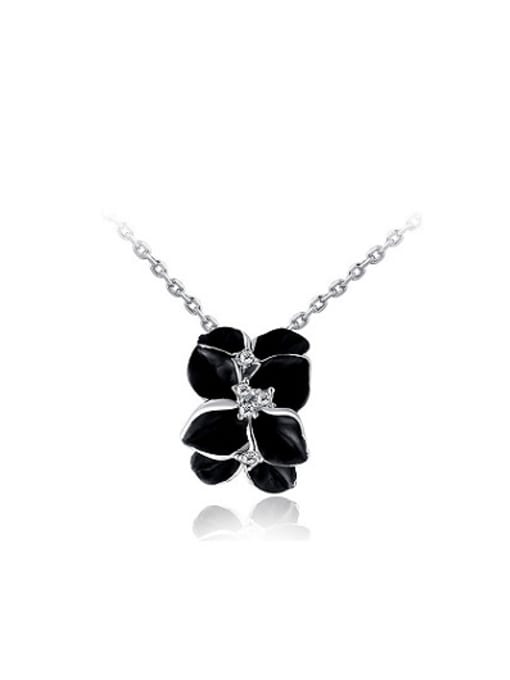 Ronaldo Elegant Black Flower Petal Shaped Enamel Necklace 0