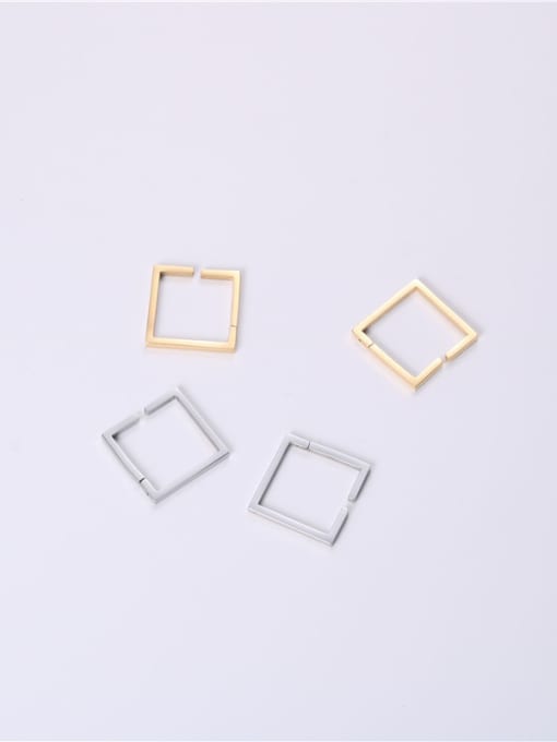 GROSE Titanium With Gold Plated Simplistic Hollow Geometric Clip On Earrings 0