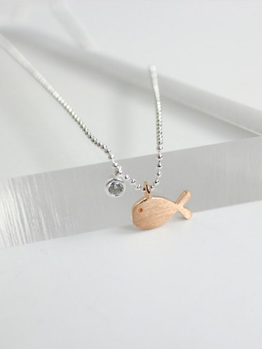 DAKA Personalized Rose Gold Plated Little Fish Pendant Silver Necklace 2
