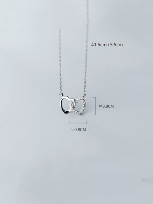 Rosh 925 Sterling Silver With  Cubic Zirconia Simplistic Heart Necklaces 2