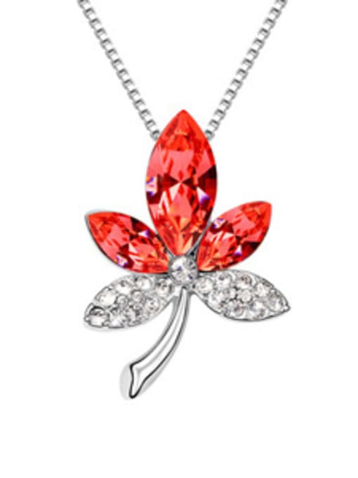 Red Fashion Maple Leaf austrian Crystals Alloy Necklace