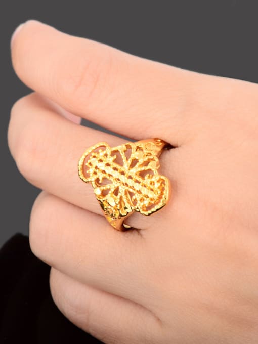Yi Heng Da Korean Style 24K Gold Plated Hollow Leaf Shaped Ring 2