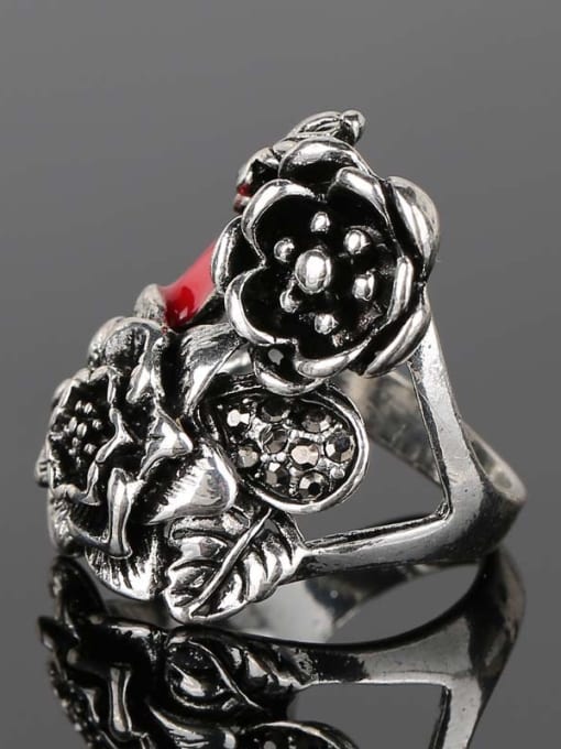 Gujin Exquisite Retro style Antique Silver Plated Alloy Flowery Ring 3