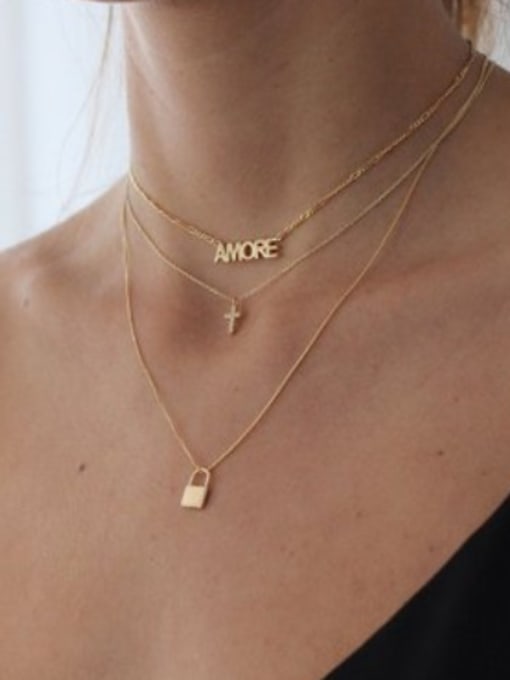 GROSE Titanium With Gold Plated Simplistic Locket Necklaces 1