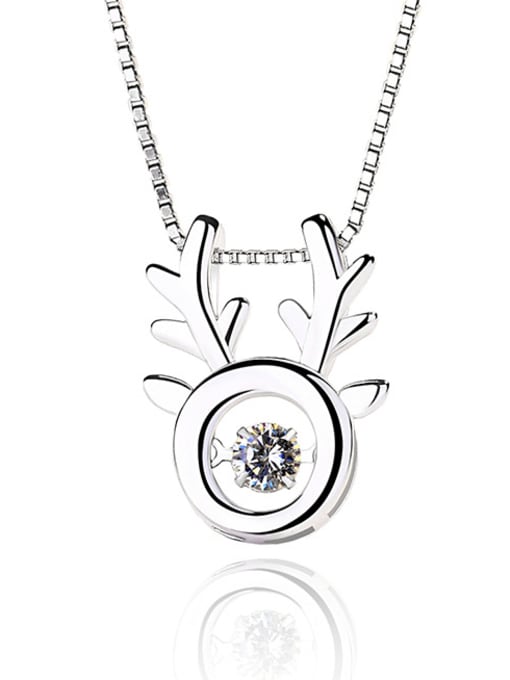 Peng Yuan Fashion Shiny Rotatable Zircon Deer Antler 925 Silver Pendant