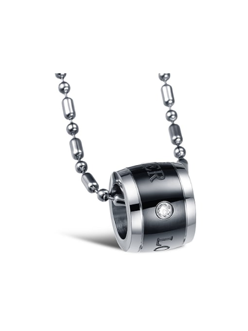 Black Fashion Personalized Round Bead Rhinestone Titanium Lovers Necklace