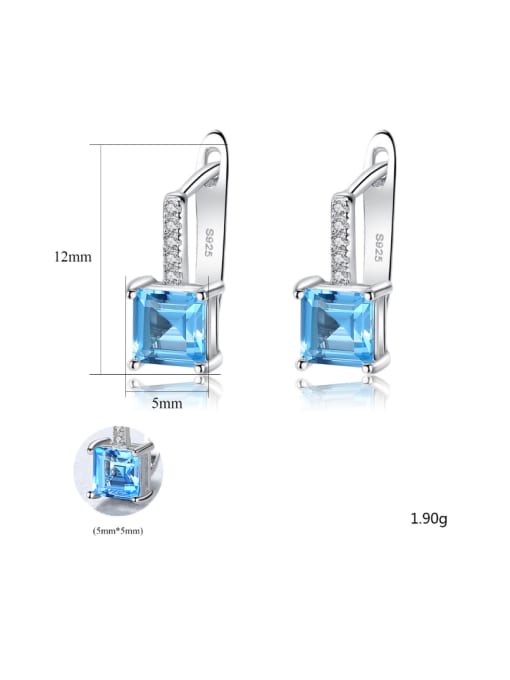 CCUI Sterling silver micro-inlaid zircon blue square synthetic topaz earring 3