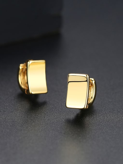 BLING SU Copper With Gold Plated Simplistic Geometric Stud Earrings 0