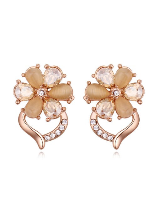 QIANZI Exquisite Water Drop austrian Crystals-accented Flower Stud Earrings 1